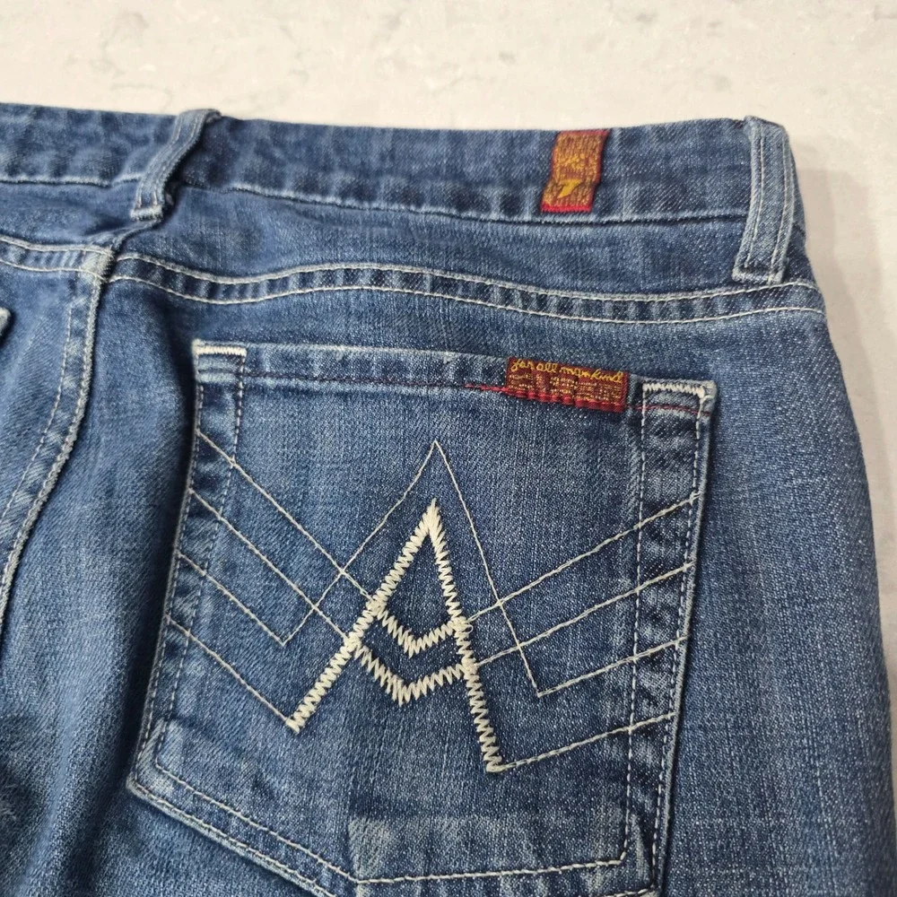 Vintage 7 For All Mankind "A Pocket" Flare Jeans Size 27 – Classic Wash USA Made - Picture 4 of 10